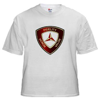 HB3MD - A01 - 01 - Headquarters Bn - 3rd MARDIV - White T-Shirt - Click Image to Close